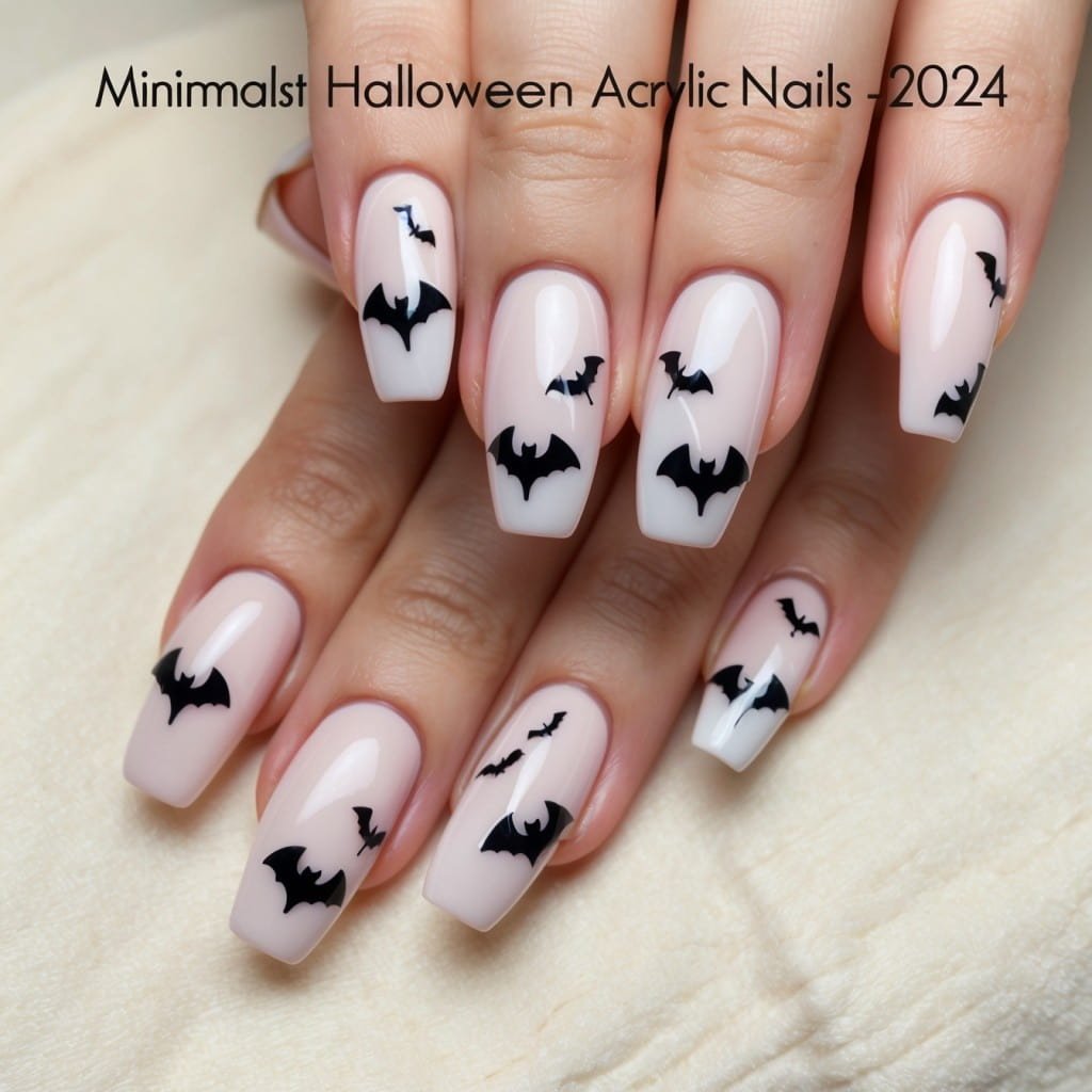 A trendy, minimalist Halloween nail design.